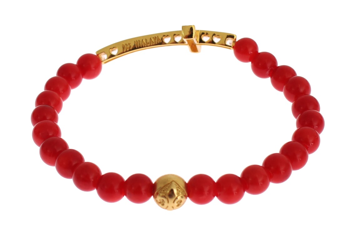 82741.jpg Elegant Gold and Red Coral Beaded Bracelet - Image 5