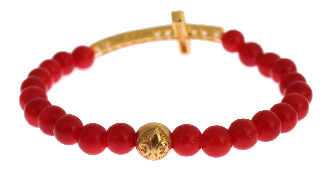 82742.jpg Elegant Gold and Red Coral Beaded Bracelet - Image 6