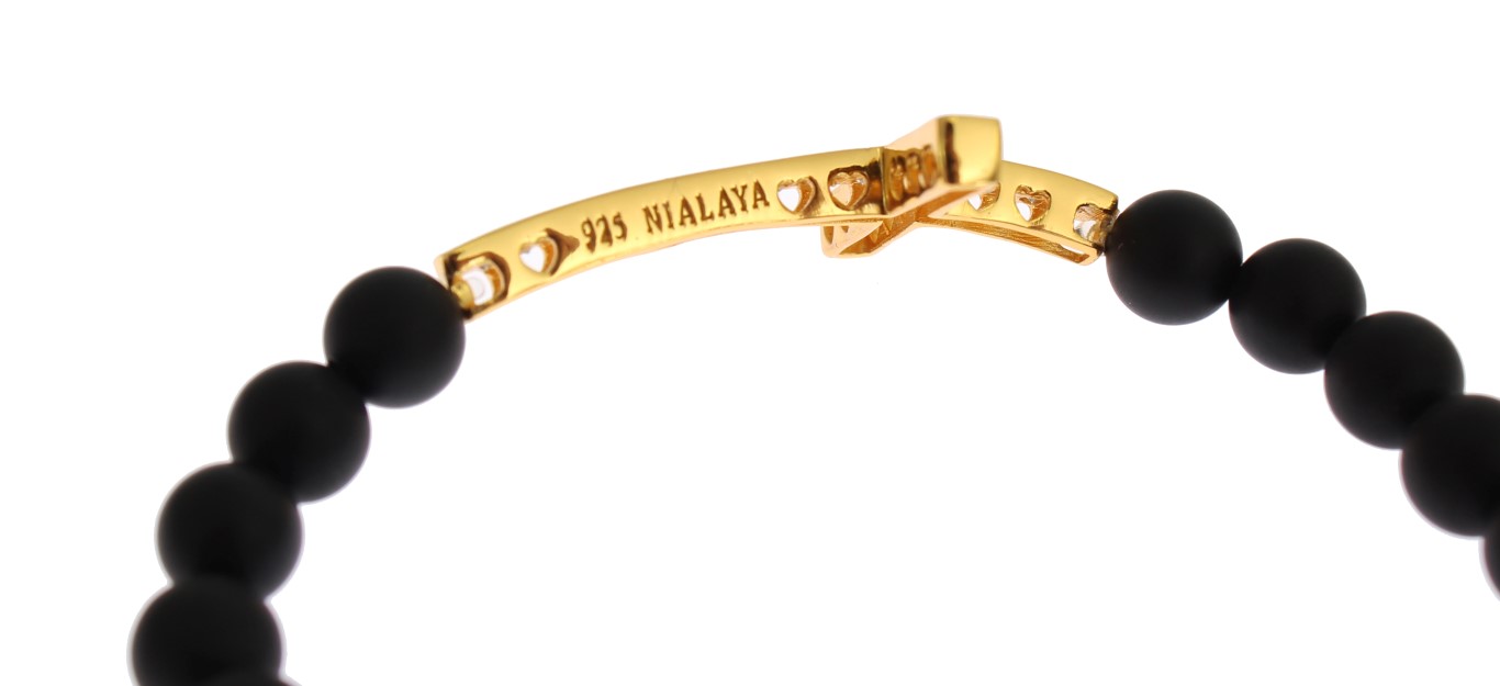 82846.jpg Chic Matte Onyx Bead & CZ Diamond Cross Bracelet - Image 4