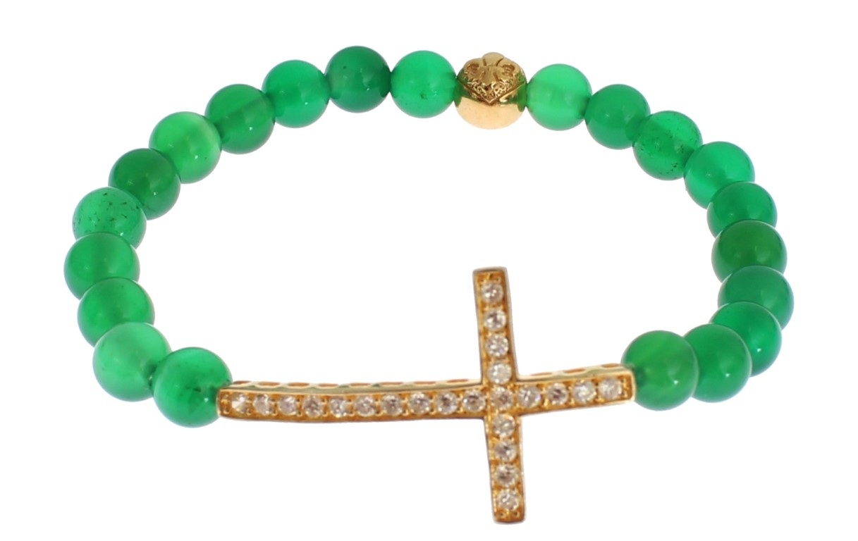 82903.jpg Elegant Green Jade Bead & Gold Plated Bracelet - Image 2