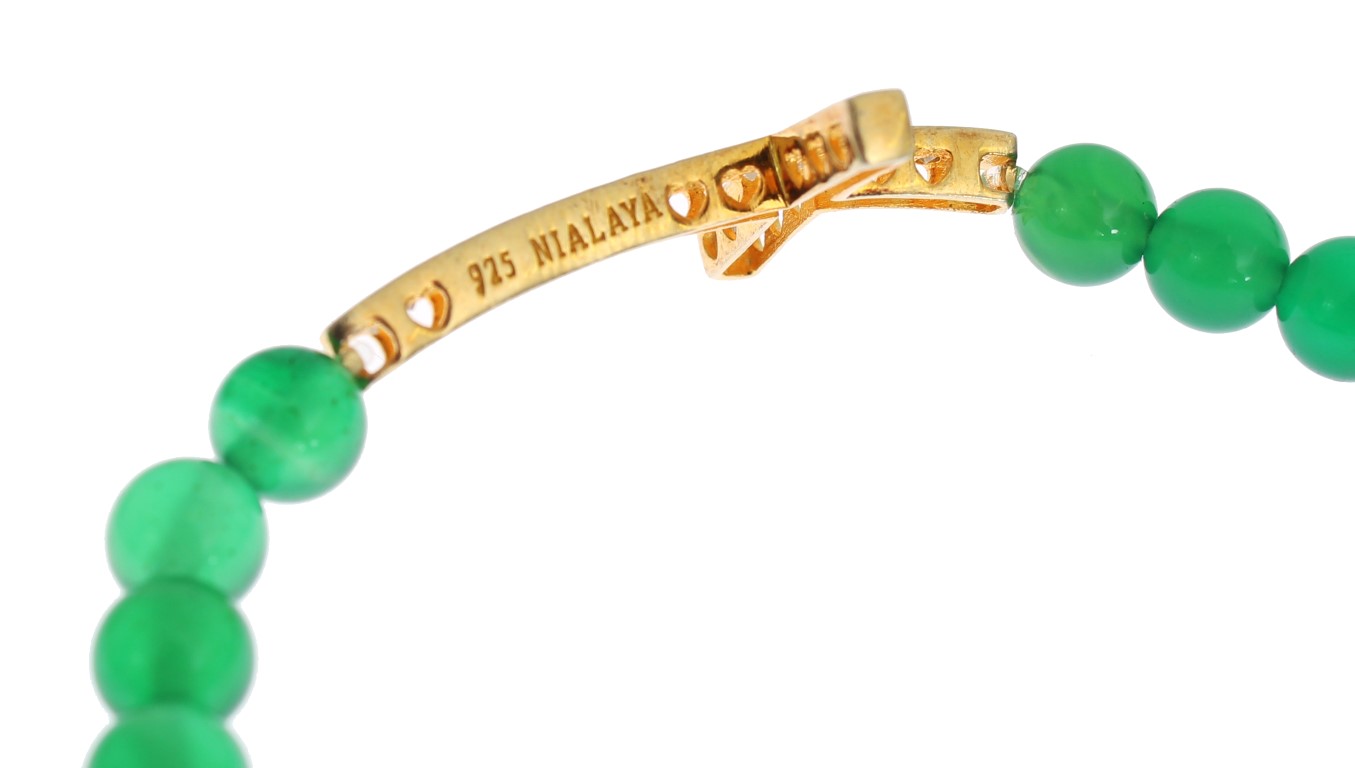 82905.jpg Elegant Green Jade Bead & Gold Plated Bracelet - Image 4