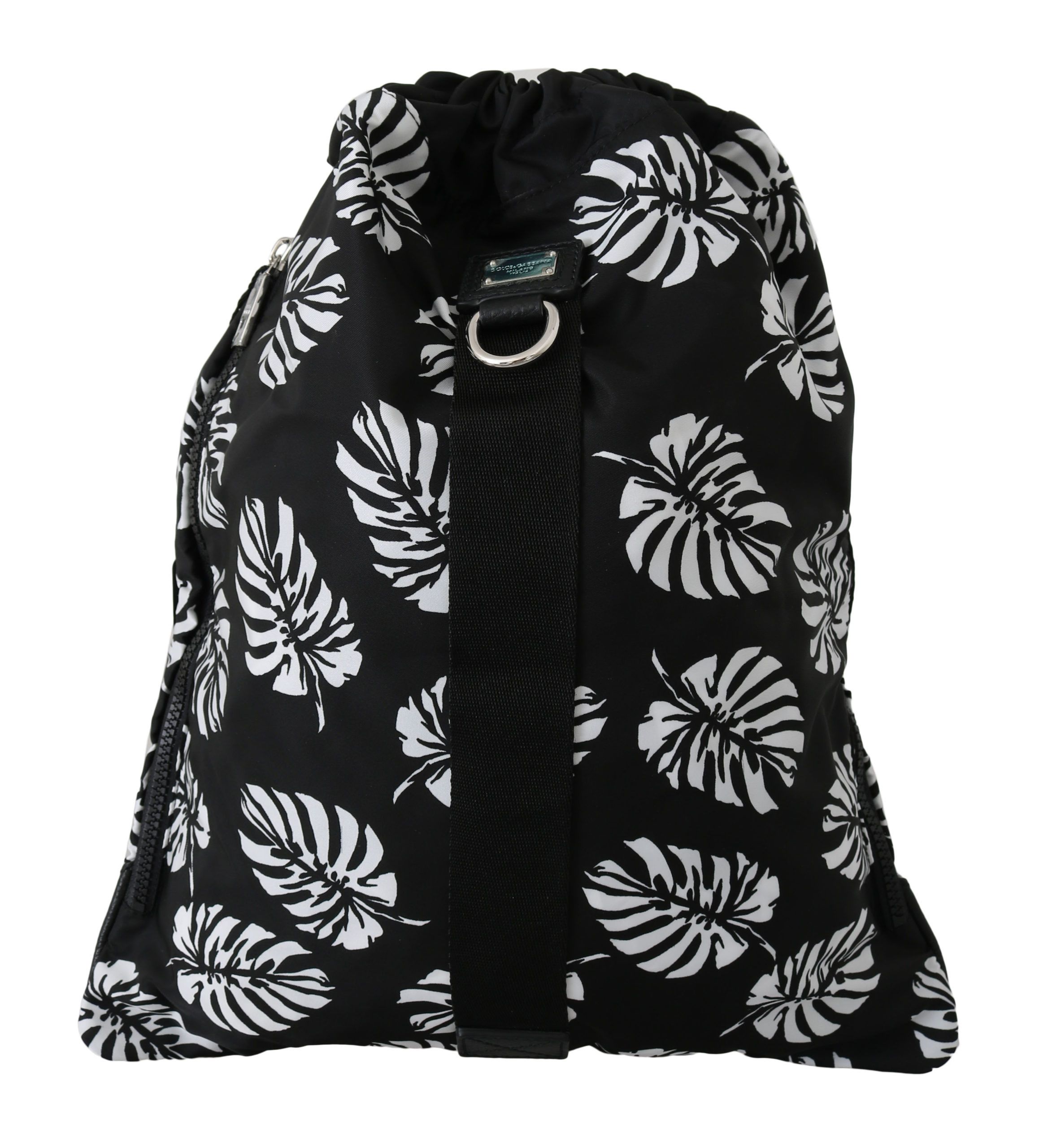 IMG_0145-2-scaled-341d17e0-a8b.jpg Black Palm Leaves Adjustable Drawstring Nap Sack Bag - Image 3
