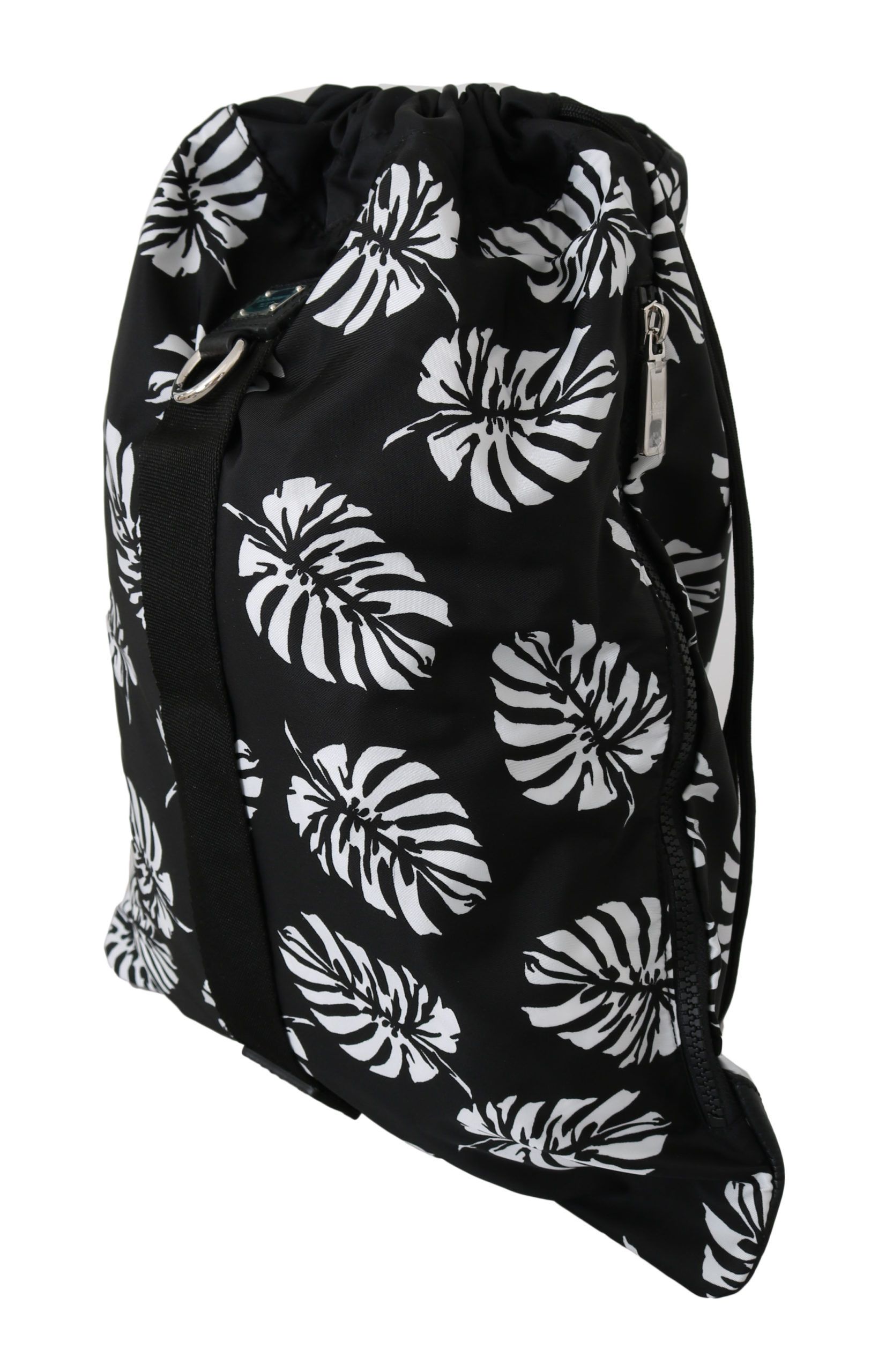 IMG_0146-2-scaled-51a9aac1-4ce.jpg Black Palm Leaves Adjustable Drawstring Nap Sack Bag - Image 4