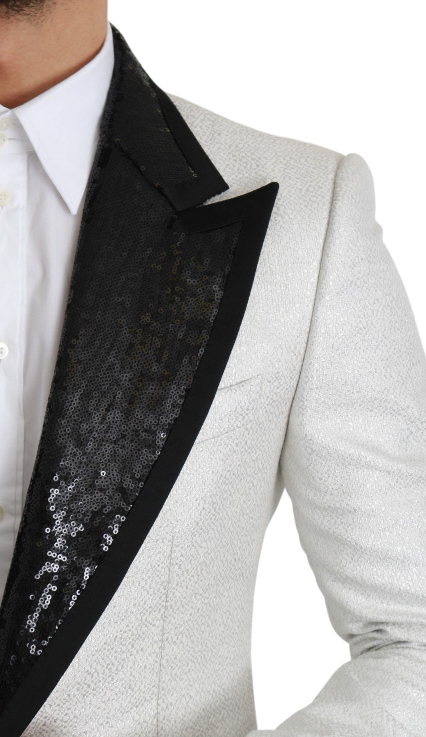 IMG_0917-1-d44ef243-2b1.jpg White Sequined Slim Fit Jacket Blazer - Image 5