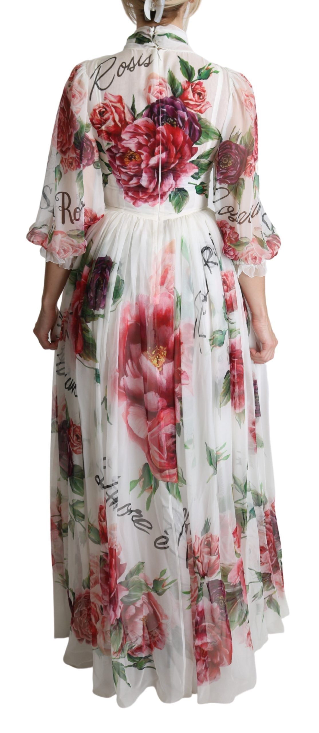 IMG_1099-1-scaled-2422734b-ad9.jpg Elegant Floral Scarf Neck Pleated Gown - Image 4