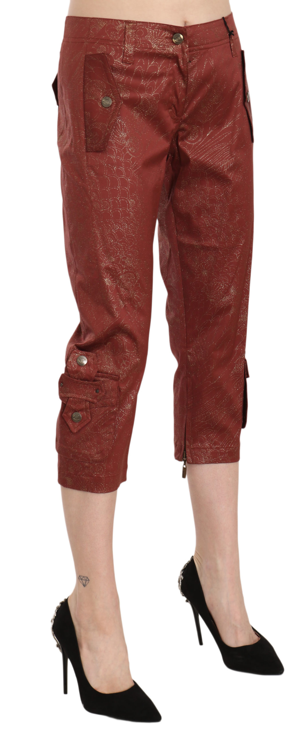 IMG_1744-scaled-1.jpg Bordeaux Gold Lace Capri Trousers - Image 2