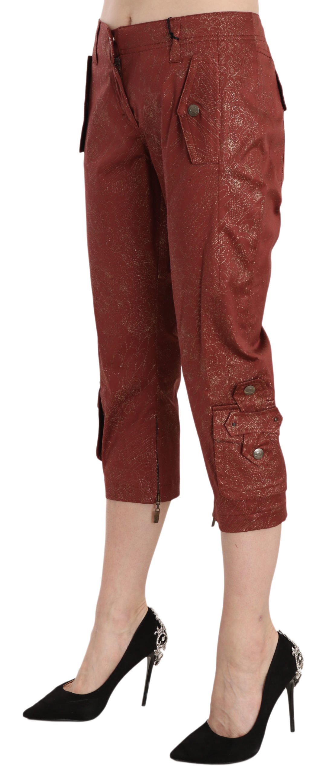 IMG_1745-scaled-1.jpg Bordeaux Gold Lace Capri Trousers - Image 3
