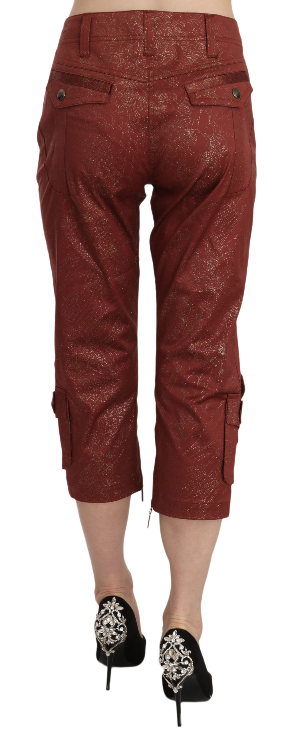 IMG_1746-scaled-1.jpg Bordeaux Gold Lace Capri Trousers - Image 4