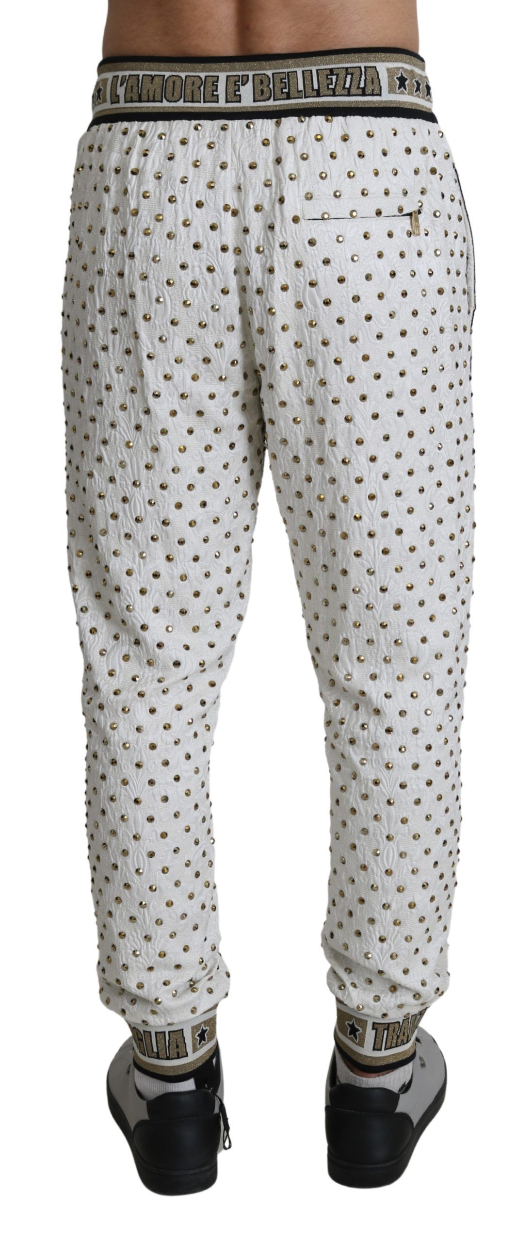 IMG_3626-scaled-2af11077-8d3.jpg Elegant White Sweatpants with Gold Studs - Image 2