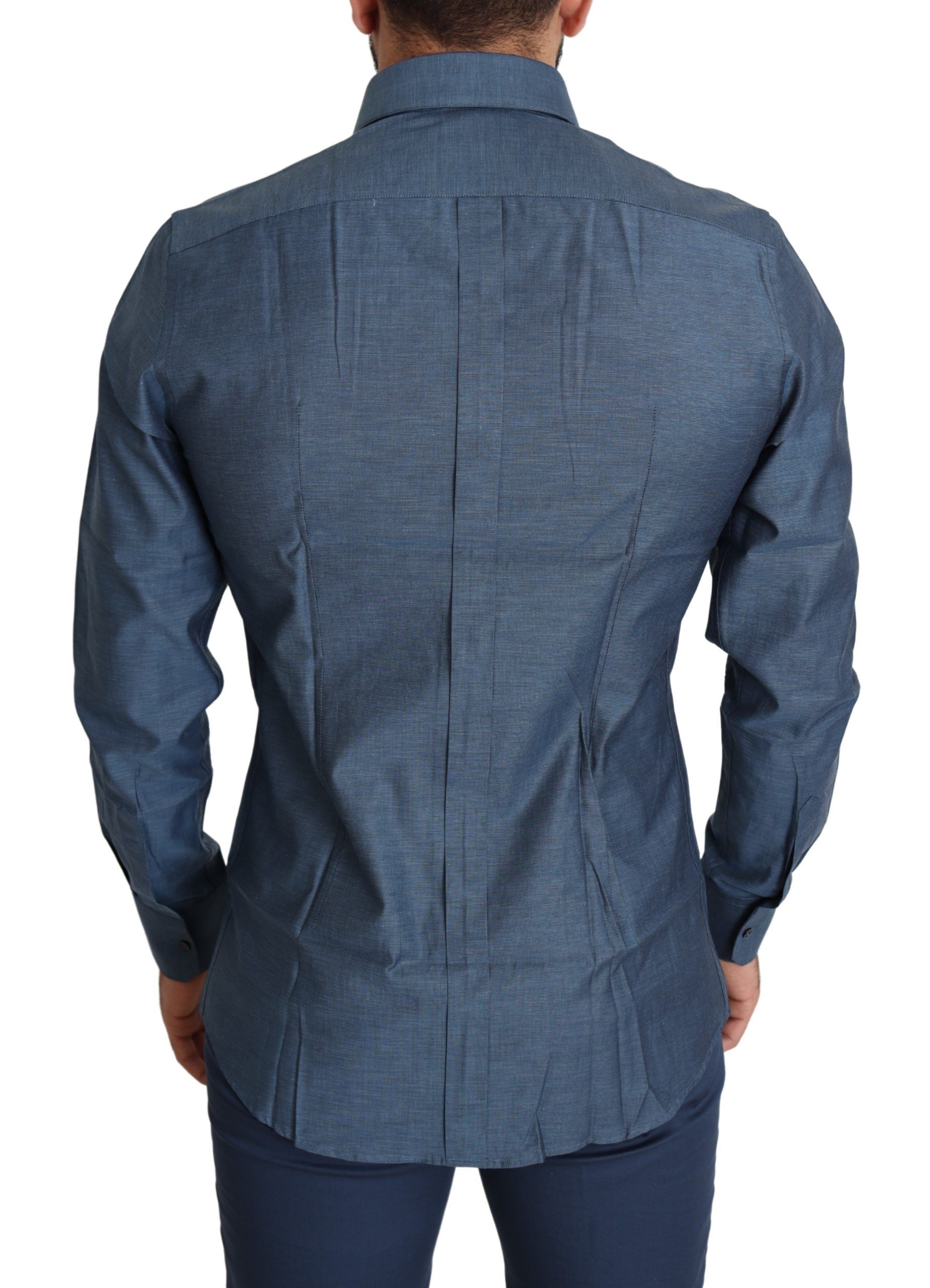 IMG_3989-scaled-ffd33105-54f.jpg Elegant Slim Fit Blue Cotton Dress Shirt - Image 3