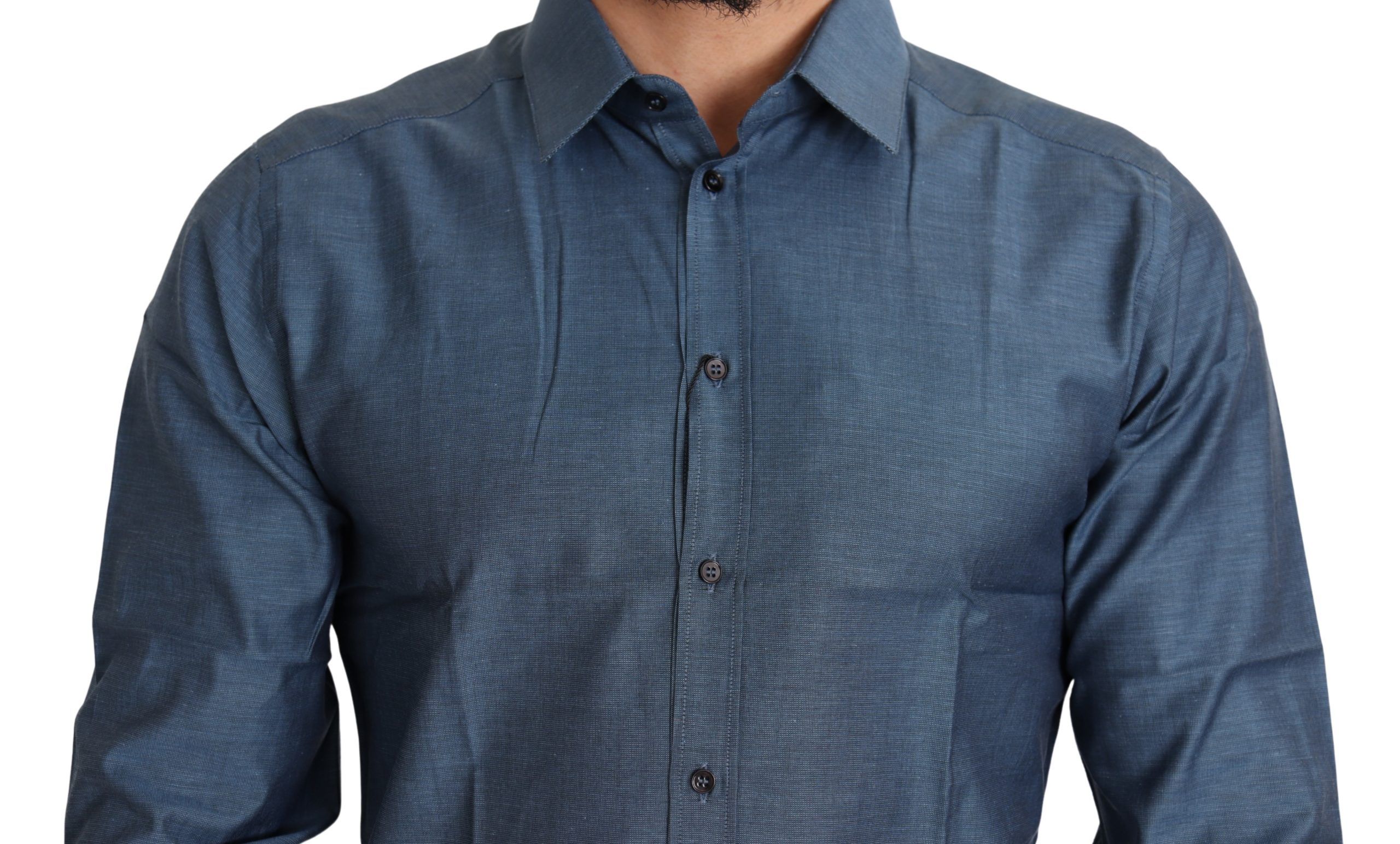 IMG_3990-scaled-807c3277-bc3.jpg Elegant Slim Fit Blue Cotton Dress Shirt - Image 4