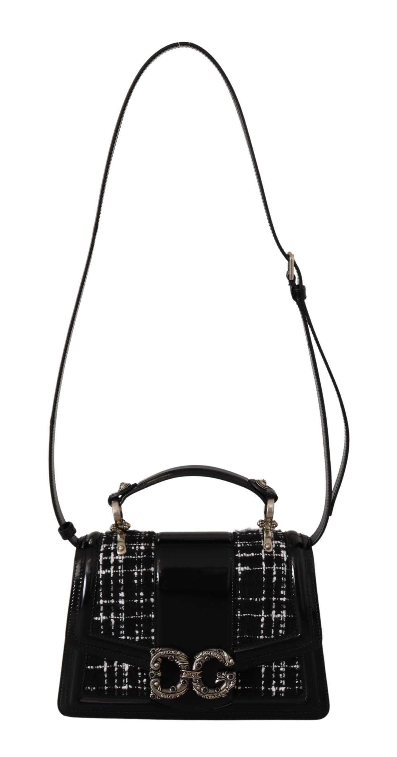 IMG_9091-scaled-8e7d4680-e1a.jpg Black Leather Medium AMORE Hand Shoulder Strap Bag - Image 2