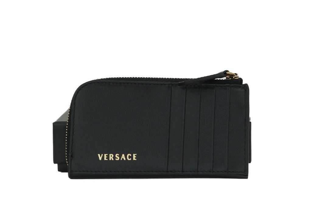 Screenshot_2-1-bb27e6c8-7d9.jpg Black Smooth Leather Multi Medusa Head Organizer Zip Card Case Wallet - Image 2