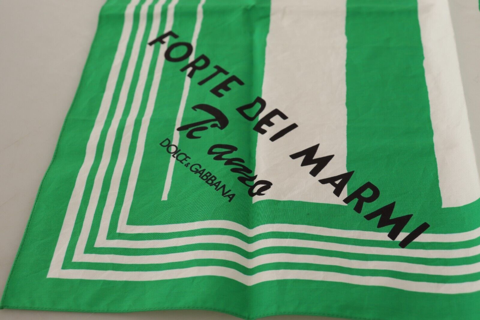 s-l1600-2-1-a755cd02-f5f.jpg Green Striped Cotton Square Foulard Wrap Scarf - Image 3