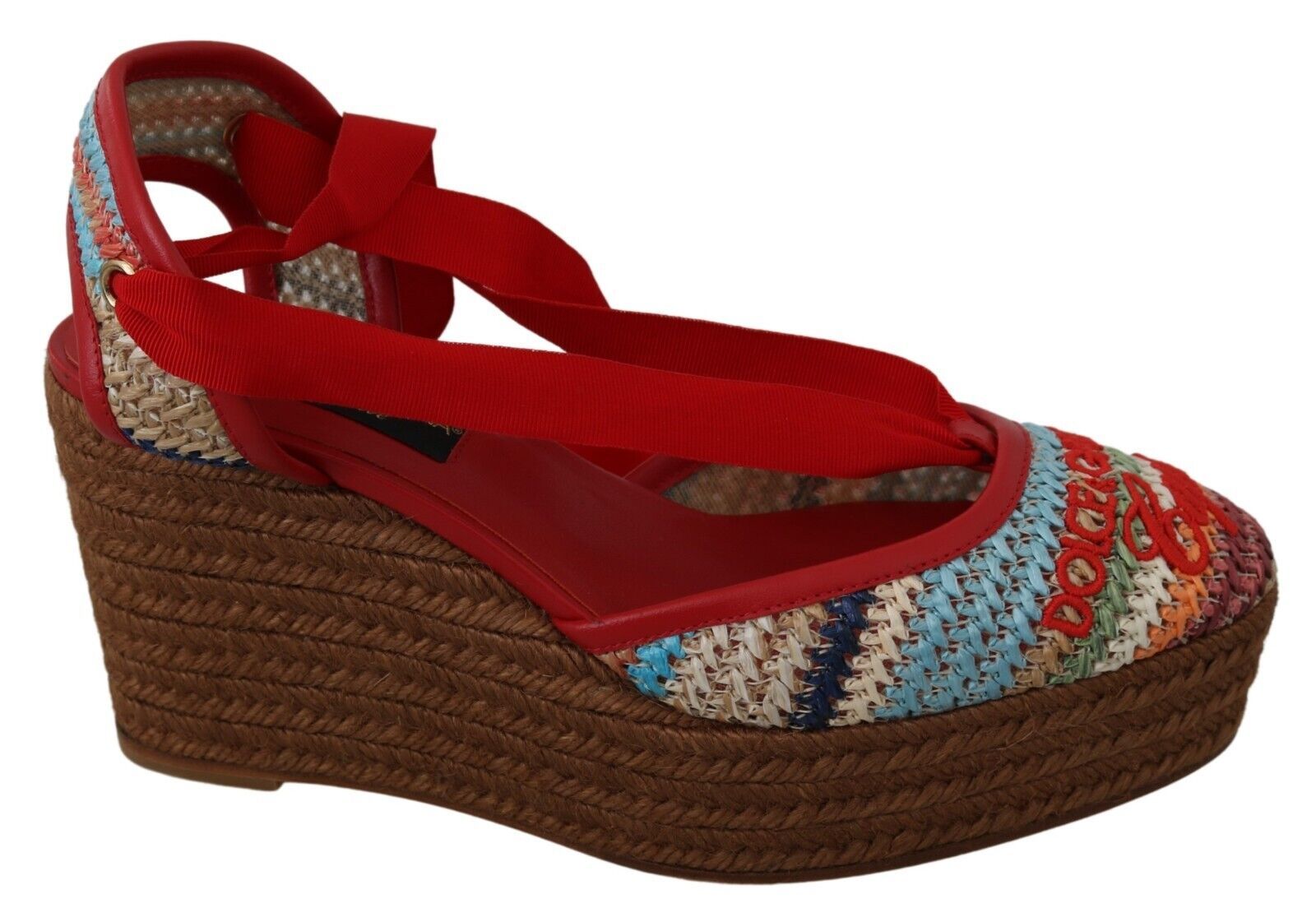 Multicolor Rafia Wedge Heels Sandals Shoes