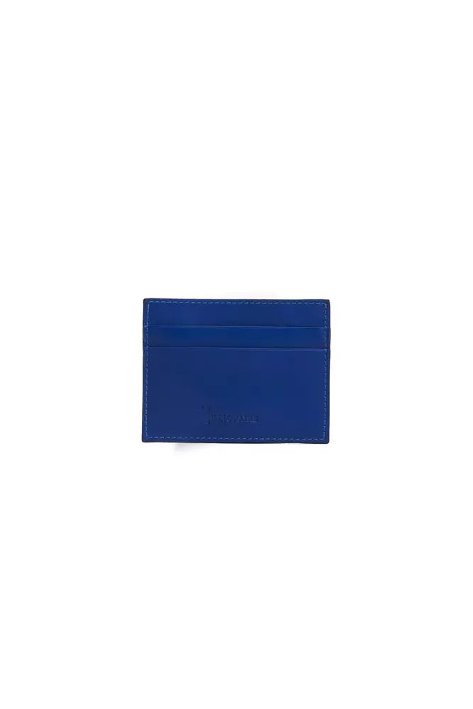 Elegant Blue Leather Credit Card Holder