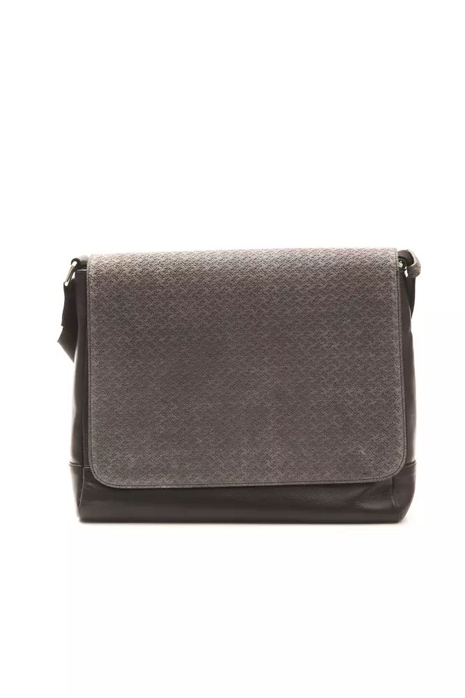 Sleek Black Italian Leather Messenger Bag