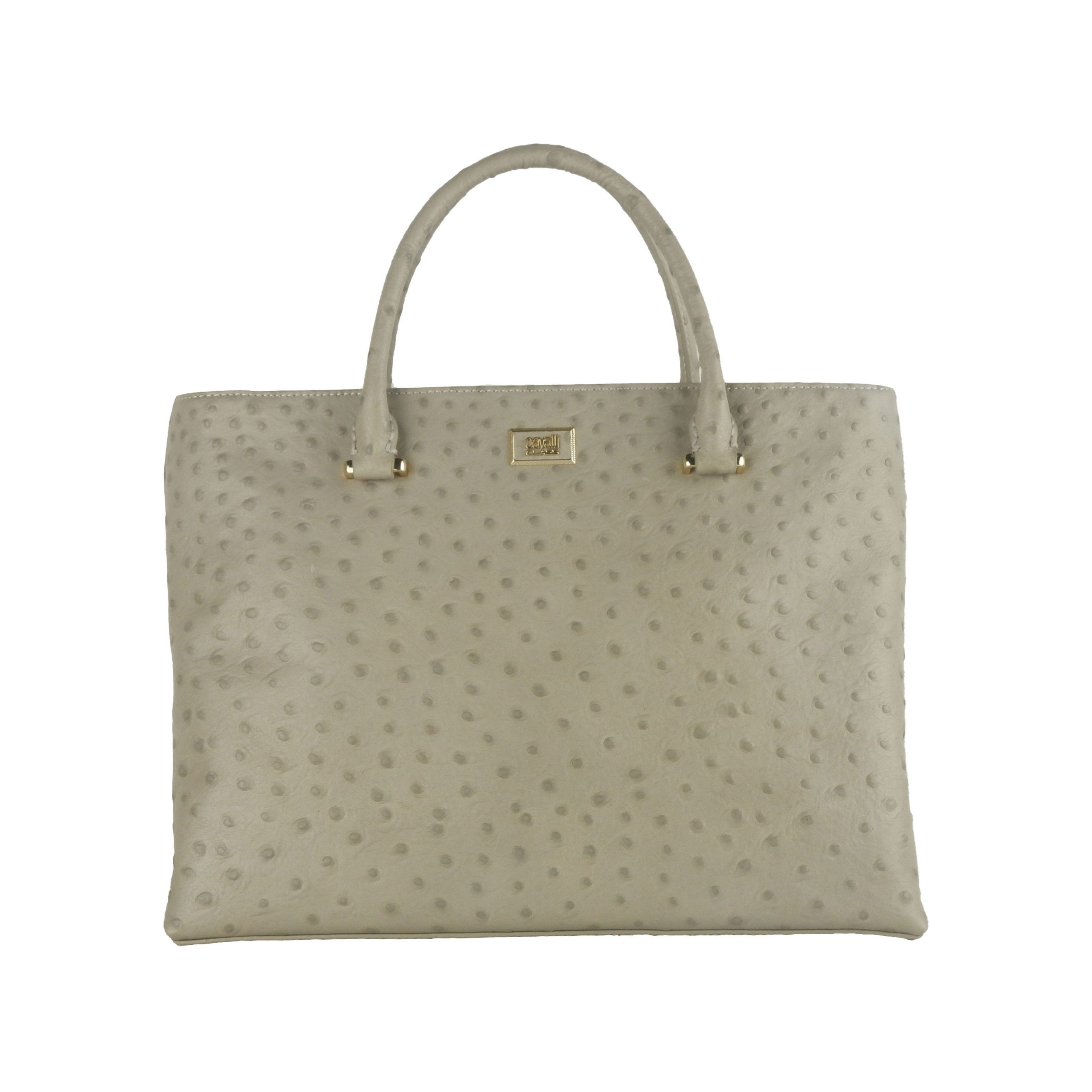 Elegant Grey Vitello Leather Handbag